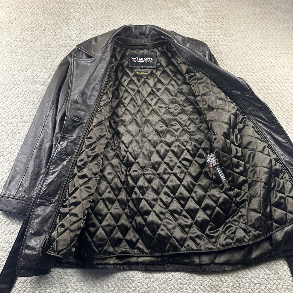 Wilsons‎ Leather Jacket Women's Medium Dark Brown Mid Belted Boho Chic 90's Y2K - Picture 13 of 16